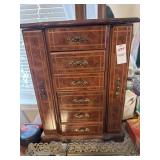 Tabletop wooden jewelry armoire