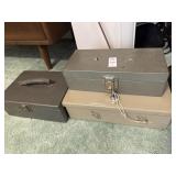 3 metal boxes one with key