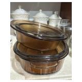 CorningWare Visions amber glass casserole dishes
