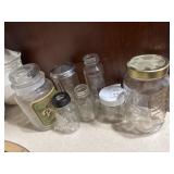 Lot of glass jars - Aunt Jennyï¿½s pea jar
