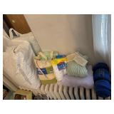 Pillows, blanket, bed liners etc