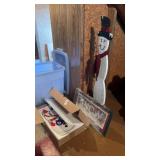 Wooden Light Up Snowman, Snowman Tray and Art