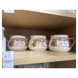 Vintage soup mugs, ceramic S&P shakers and