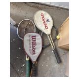 Lot of tennis rackets