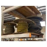 ASSORTED SPOOLS OF ROPE, TOP SHELF