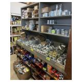 SHELVING UNIT WITH ASSORTED EMT CONDUIT CONNECTORS