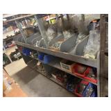 SHELVING UNIT WITH ASSORTED PIPE STRUT CLAMPS