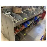 SHELVING UNIT WITH ASSORTED PIPE STRUT CLAMPS