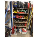 SHELVING UNIT WITH JACKS, HITCH RECEIVERS,