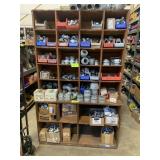 SHELVING UNIT WITH ASSORTED EMT FITTINGS