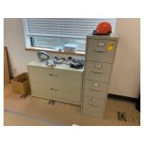 2 FILE CABINETS WITH SAFETY GLASES, GLOVES, MASKS.