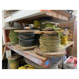 ASSORTED SPOOLS OF ROPE, SECOND SHELF