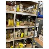 SHELVING UNIT WITH MISC, CLIPS, TERMINALS, BOXES