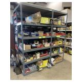SHELVING UNIT OF ASSORTED METAL GANG BOXES, COVERS