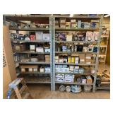 SHELVING UNIT WITH ASSORTED LIGHT FIXTURES