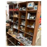 SHELVING UNIT WITH ASSORTED CONDUIT BOXS, FITTINGS