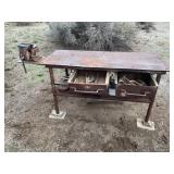 METAL FABRICATION TABLE WITH VISE, 27' x 60'