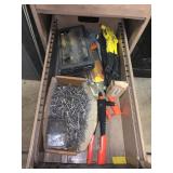 ASSORTED RIVET GUNS AND RIVETS IN DRAWER