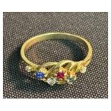 10K Yellow Gold Multi-Colored Cluster Ring (Size 8