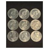 (9) Susan B. Anthony Dollar Coins (App. 1")