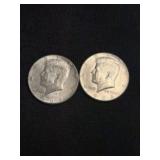 (2) 1964 Kennedy Half Dollar Silver Coins (90% Sil