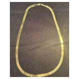 14KT Gold Italian Herringbone Chain Necklace 17.5"