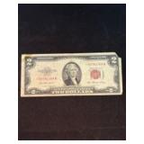 Series 1953 Red Seal $2 Bill Notes 2.5"X6"