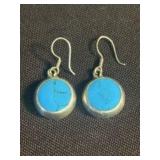 Pair Of Sterling - Turquoise Earrings (App. 1")