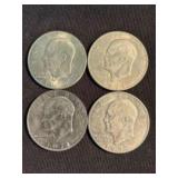 (4) 1971-72 Dwight D. Eisenhower Dollar Coins (App