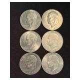 (6)1972-1976 Dwight D. Eisenhower Dollar Coins (Ap