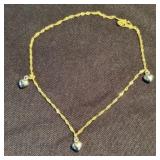 14KT Gold Italian Rope Twist Silver Heart Bracelet