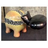 Art Deco Wooden Carved Hippo