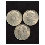 (3) 1967 Kennedy Half Dollar Silver Coins (40% Sil