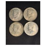 (4) 1966-67 Kennedy Half Dollar Silver Coins (40%