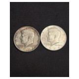 (2) 1964 Kennedy Half Dollar Silver Coins (90% Sil