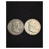 1962 - 1963 Franklin Half Dollar Silver Coins (90%
