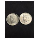 (2) 1964 Kennedy Half Dollar Silver Coins (90% Sil