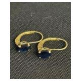 14K Gold Pair Of Blue Sapphire Earrings (App. 1")