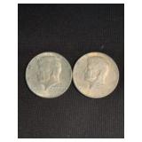 (2) 1964 Kennedy Half Dollar Silver Coins (90% Sil