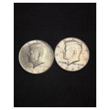 (2) 1964 Kennedy Half Dollar Silver Coins (90% Sil