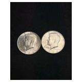 (2) 1964 Kennedy Half Dollar Silver Coins (90% Sil
