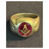 10KT Gold Vintage Masonic Ring (Size 9.5) (App. 1"