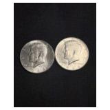 (2) 1964 Kennedy Half Dollar Silver Coins (90% Sil