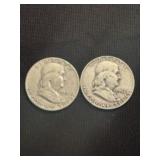 1951 - 1952 Franklin Half Dollar Silver Coins (90%