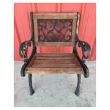 Cast Iron and Wooden Garden Chair