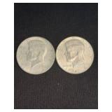 (2) 1964 Kennedy Half Dollar Silver Coins (90% Sil