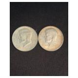 (2) 1964 Kennedy Half Dollar Silver Coins (90% Sil