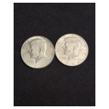 (2) 1964 Kennedy Half Dollar Silver Coins (90% Sil