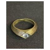 Unmarked Gold Colored Ring With Precious Stone (Si