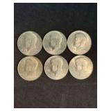 (6) 1976 Kennedy Half Dollar Coins (App. 1.2")